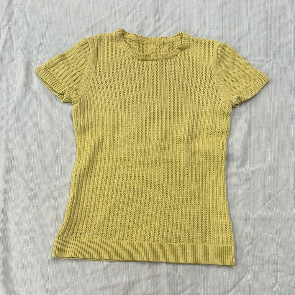 Y2K Yellow Ribbed Knit Top